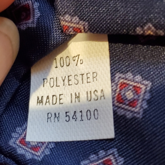 Men's Vintage Jacobson's Navy Burgundy Geometric Pattern Necktie Made in USA - Picture 4 of 5